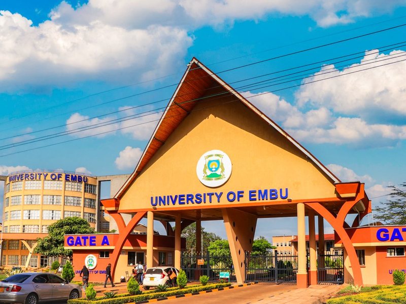 Gate A, the main gate of the University of Embu, where both routes begin